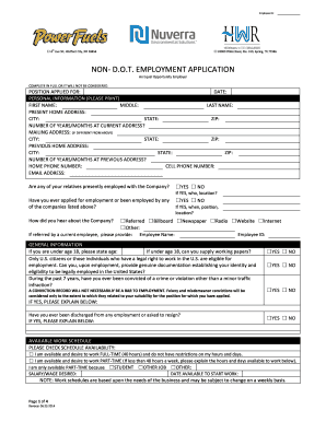 Non-DOT Employment Application