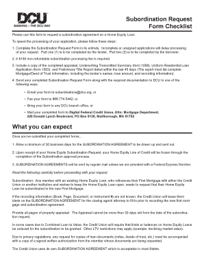 Home Equity Loan Subordination Request Form
