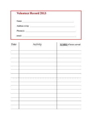 Volunteer Record Form