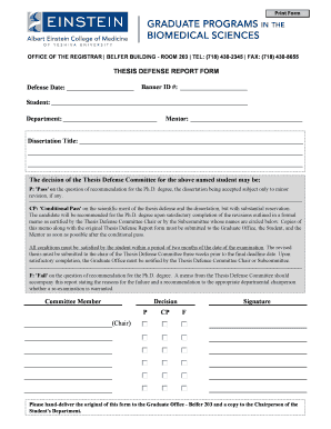 Thesis Defense Report Form