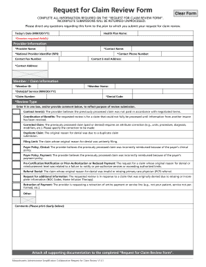 Request for Claim Review Form