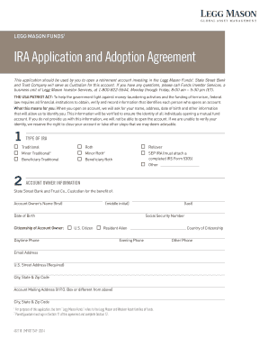 Legg Mason IRA Application and Adoption Agreement