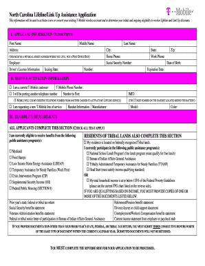 North Carolina Lifeline/Link Up Assistance Application