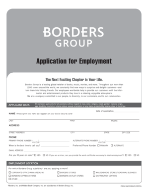 Borders Group Employment Application