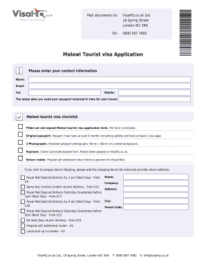 Malawi Tourist Visa Application Form