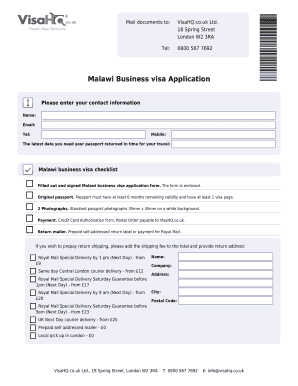 Malawi Business Visa Application Form