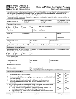 Home and Vehicle Modification Program Application