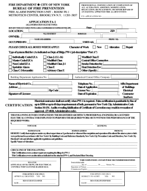 Fire Alarm System Certification Form