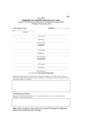 Domestic Violence Protection Order Application