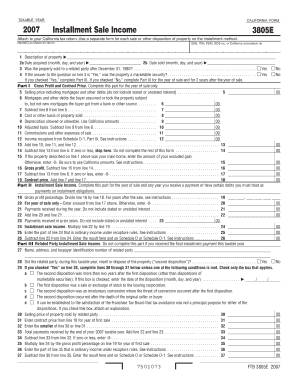 California Installment Sale Income Form 3805E