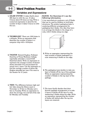 Algebra 1 Word Problem Practice Worksheets