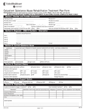 Outpatient Substance Abuse Rehabilitation Treatment Plan Form