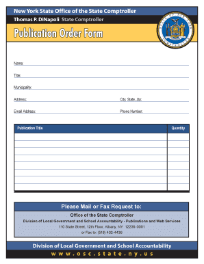 New York State Comptroller Publication Order Form