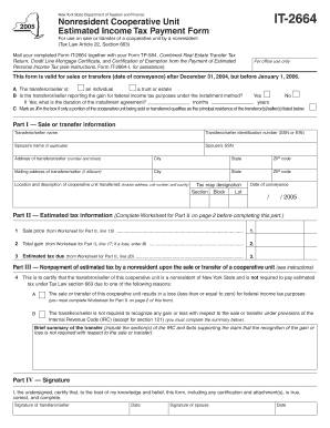 New York Nonresident Cooperative Unit Estimated Income Tax Form