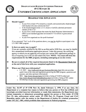 Disadvantaged Business Enterprise Program Certification Application
