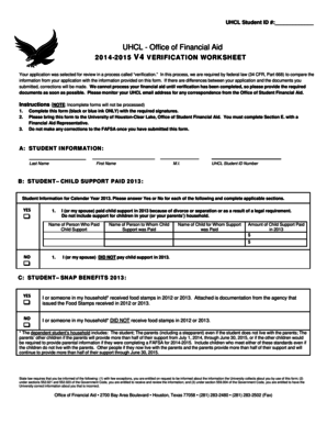 UHCL Student ID #: UHCL Office of Financial Aid 20142015 V4 VERIFICATION WORKSHEET Your application was selected for review in a process called verification - prtl uhcl