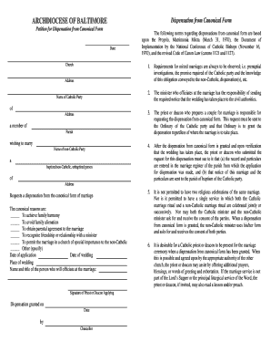 Dispensation from Canonical Form Petition