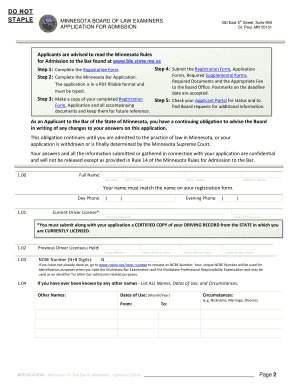 Minnesota Bar Application