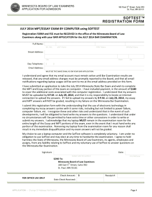 Minnesota Bar Exam SofTest Registration Form