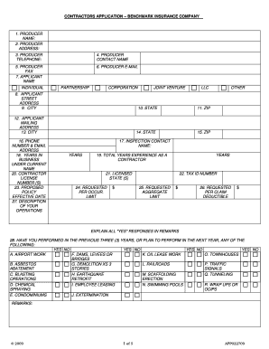Contractors Application Form