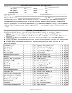 Supplemental Background Questionnaire