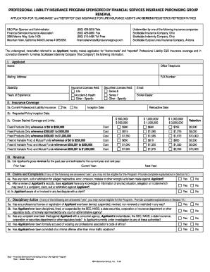 Professional Liability Insurance Application for Life Agents