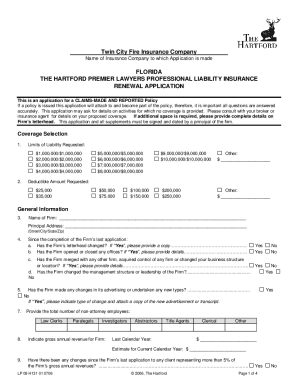 Florida Lawyers Professional Liability Insurance Renewal Application