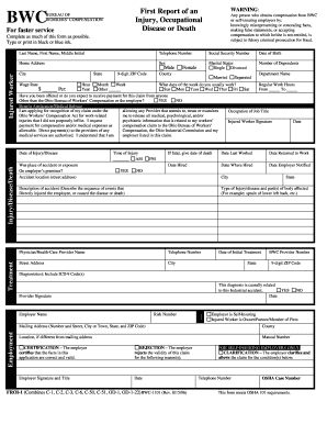 Ohio Workers' Compensation First Report of Injury