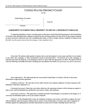 AO 100 Agreement to Forfeit Real Property