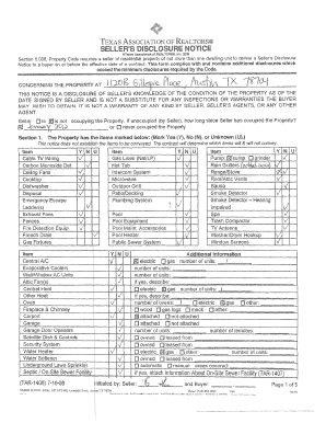Texas Seller's Disclosure Notice