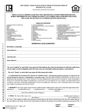 New Jersey Residential Lease Agreement