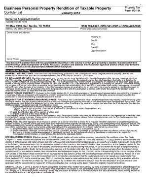Texas Business Personal Property Rendition Form 50-144
