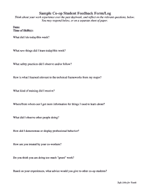 Co-op Student Feedback Form