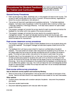 Student Feedback Survey Form