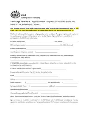 Appointment of Temporary Guardian for Travel and Medical Care