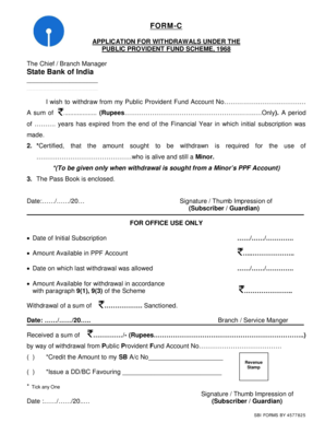 PPF Withdrawal Application Form