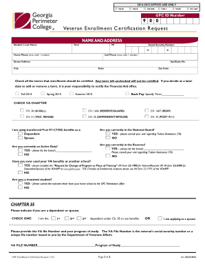 Georgia Perimeter College VA Enrollment Certification Request