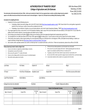 Authorization of Transfer Credit
