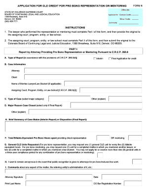 Colorado Pro Bono CLE Credit Application Form 8