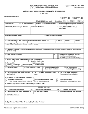 Vessel Entrance or Clearance Statement