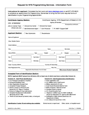 NYS Fingerprinting Services Request Form
