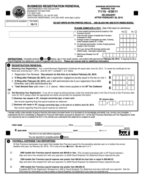 San Francisco Business Registration Renewal Form