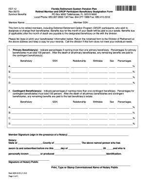 Florida Retirement System Pension Plan Beneficiary Designation Form