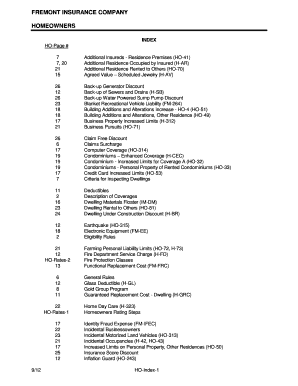 Fillable Online Fremont Insurance Company Homeowners Fax Email Print Pdffiller