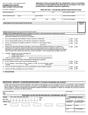 California State Personnel Board Examination Application