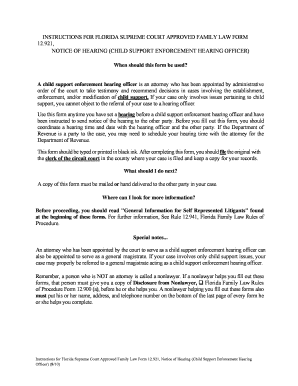 Florida Notice of Hearing Child Support Enforcement