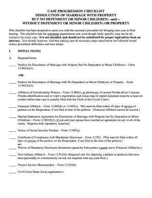 Florida Dissolution of Marriage Checklist