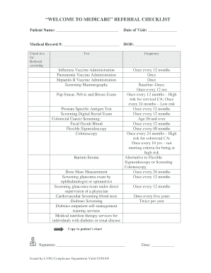 Welcome to Medicare Patient Checklist and Questionnaire