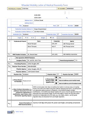 Wheeled Mobility Letter of Medical Necessity