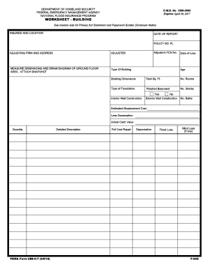 FEMA Form 086-0-7 Worksheet - Building